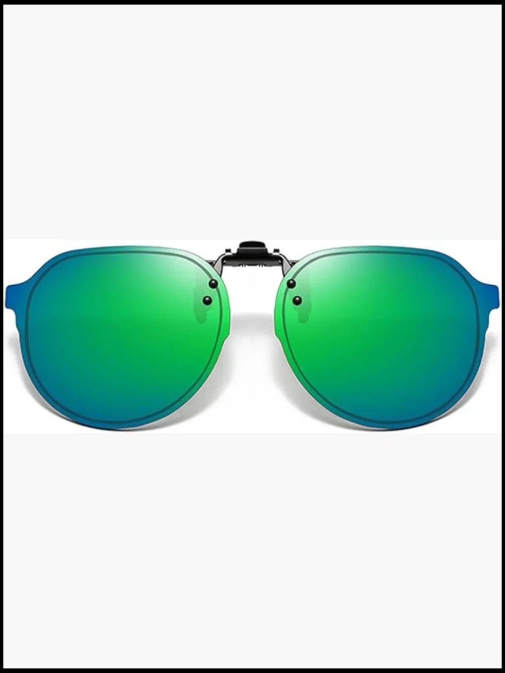 Clip On Retro Round Sunglasses with Metal Clip and UV400 TAC Lens